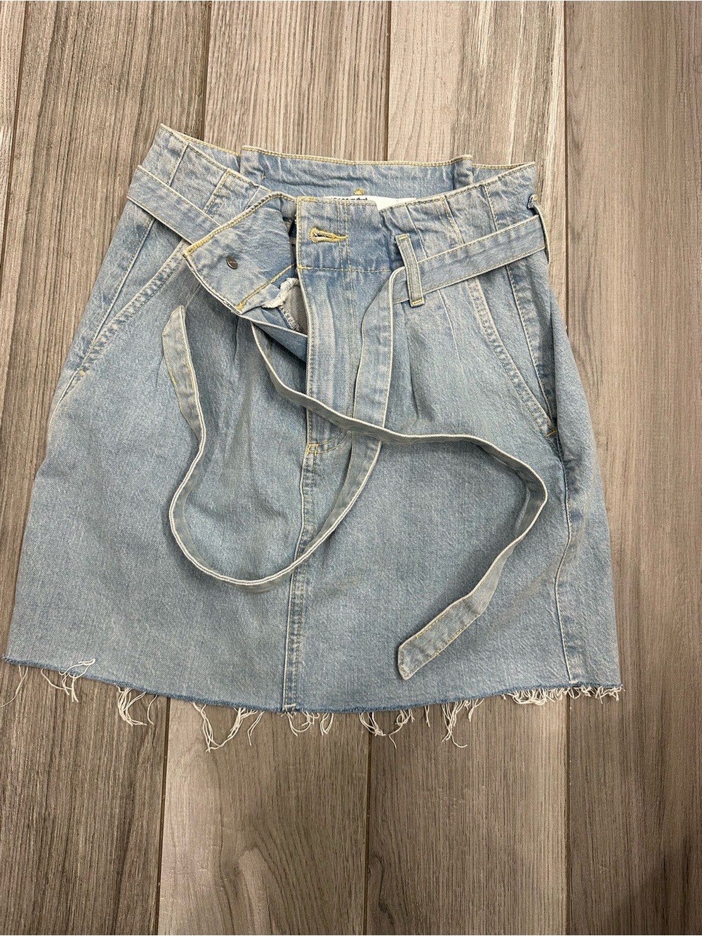 Garage Light Blue Denim Mini Skirt with Belt